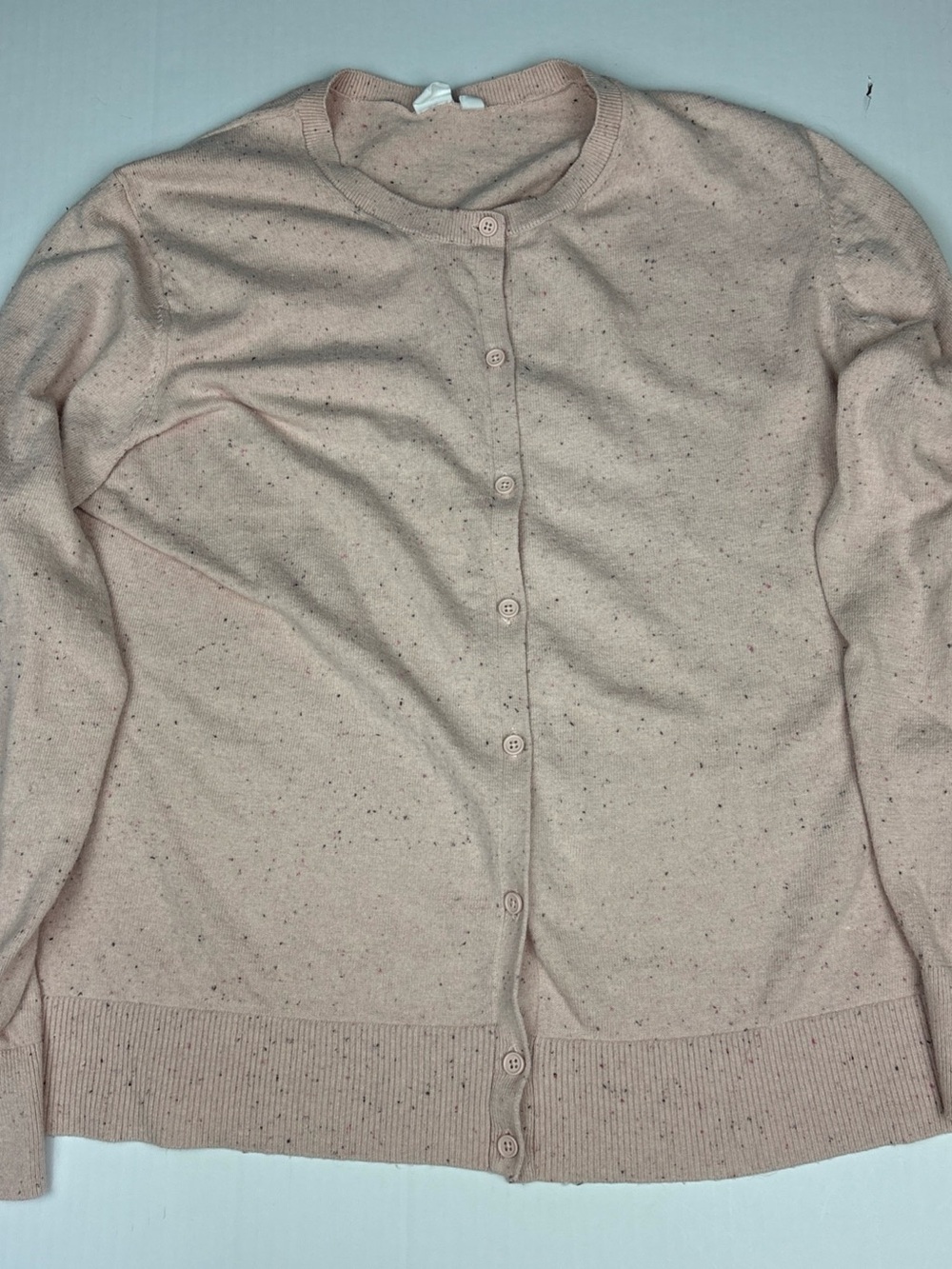 Gap Women XXL Sweater Cardigan Light Pink Speckled Button Up Lightweight Blend